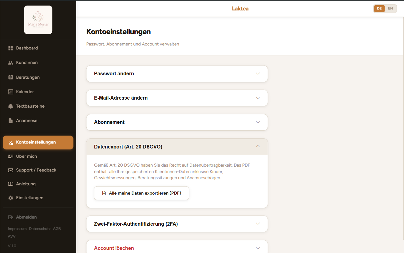 Vollständiger Datenexport
